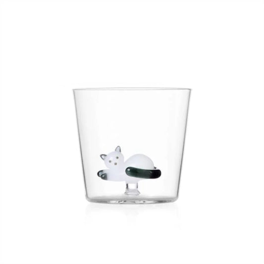 Ichendorf Tabby Cat tumbler gatto sdraiato bianco coda grigia by Alessandra Baldereschi