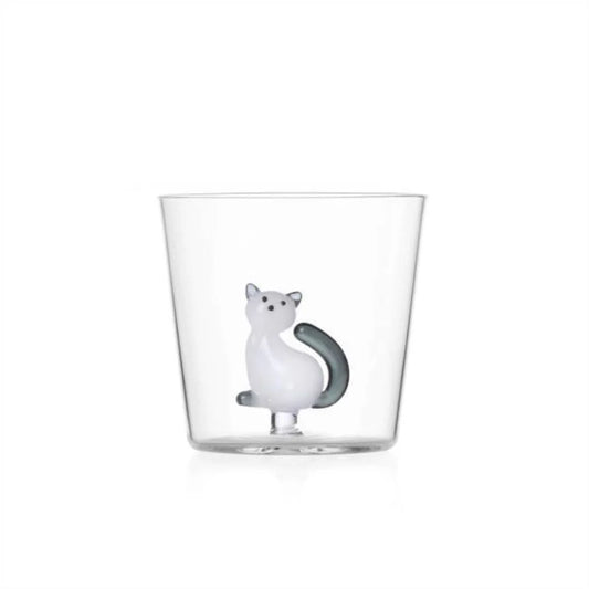 Ichendorf Tabby Cat tumbler gatto bianco coda grigia by Alessandra Baldereschi