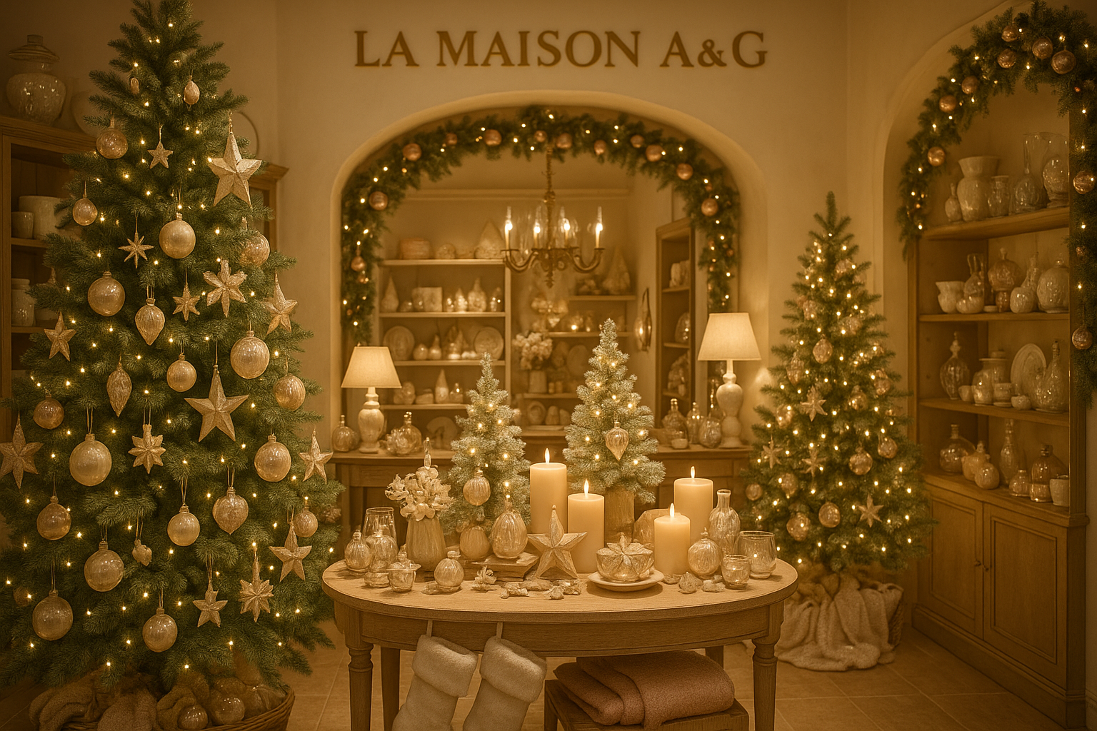 il natale nello store La Maison A&G colori caldi chiari