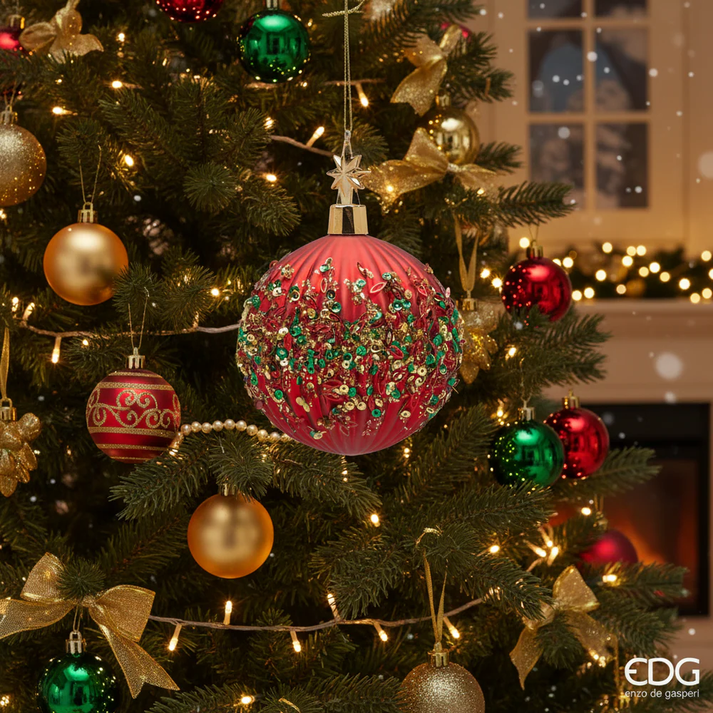 EDG · Enzo De Gasperi · Addobbo Palla Mille Perle · D 10 Cm · Red