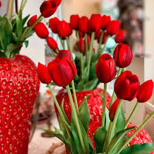 EDG Enzo De Gasperi Set 2 Bouquet Di Tulipani Rosso H28 cm