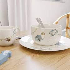 Boho Kids Set di stoviglie per bambini 7 pz. blu, Premium Porcelain
