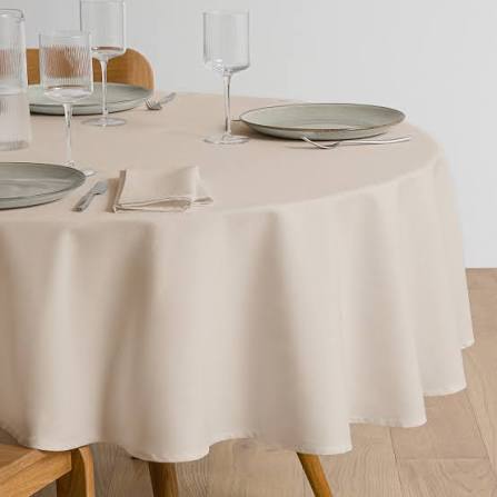 TESSITURA-TOSCANA-TELERIE Tovaglia Tiziano Rotonda Beige 215x215 cm per 12 persone