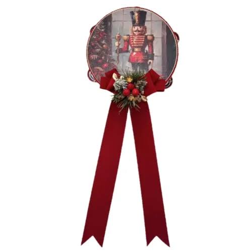 Madame Fioccò Tamburello di natale con fiocco "Schiaccianoci dei Sogni