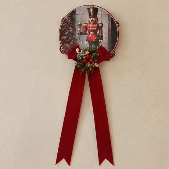 Madame Fioccò Tamburello di natale con fiocco "Schiaccianoci dei Sogni
