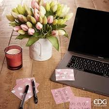 EDG Enzo De Gasperi Set 2 Bouquet Di Tulipani Rosa Antico H28 cm