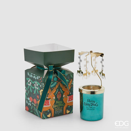 EDG Enzo De Gasperi Candela Joyful Natale con Profumo H 9 Cm Black Forest