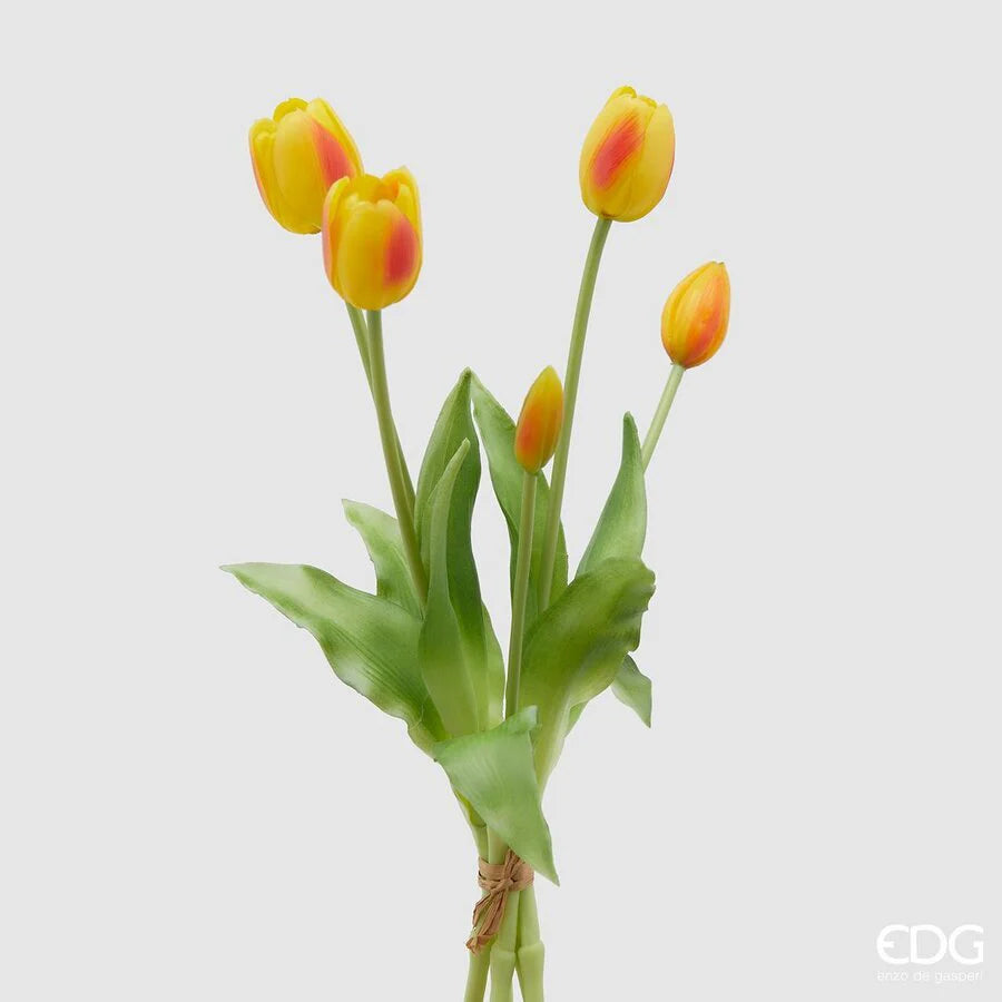 EDG Enzo De Gasperi Bouquet 5 Tulipani Olis Gialli-rosso H 40 cm