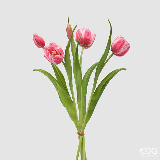EDG Enzo De Gasperi Bouquet Tulipano Chiuso X4 H 40 Cm con Bocciolo Mauve
