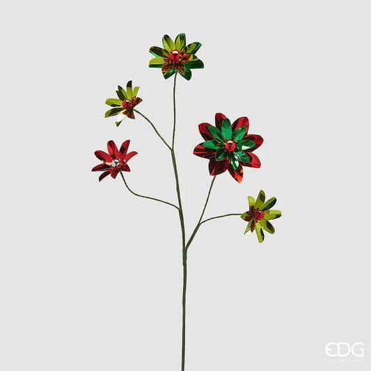 EDG Enzo De Gasperi Ramo di Gerbera per decorazioni natalizie composto da 5 fiori in metallo alto 56 cm