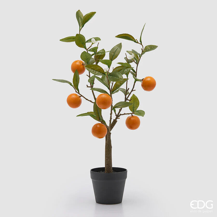 EDG Enzo De Gasperi Mandarini con Vaso e Foglie x6 Pianta Artificiale H 60 Cm