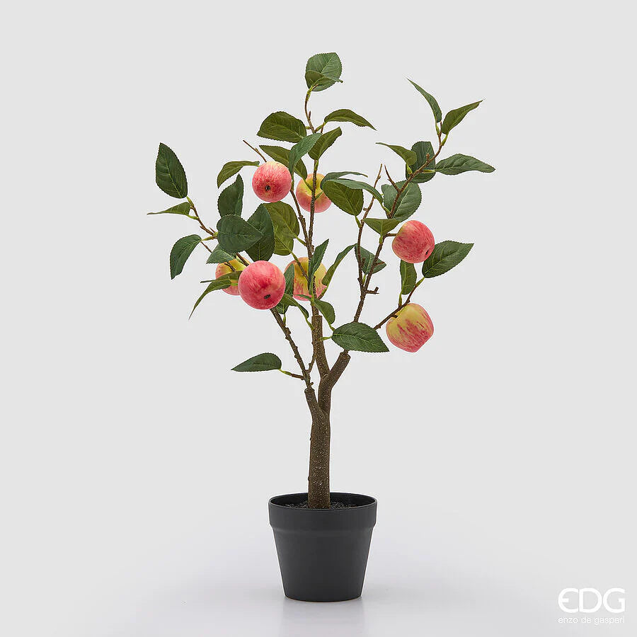 EDG Enzo De Gasperi Melo con Vaso e Foglie x8 Pianta Artificiale H 60 Cm Rosso