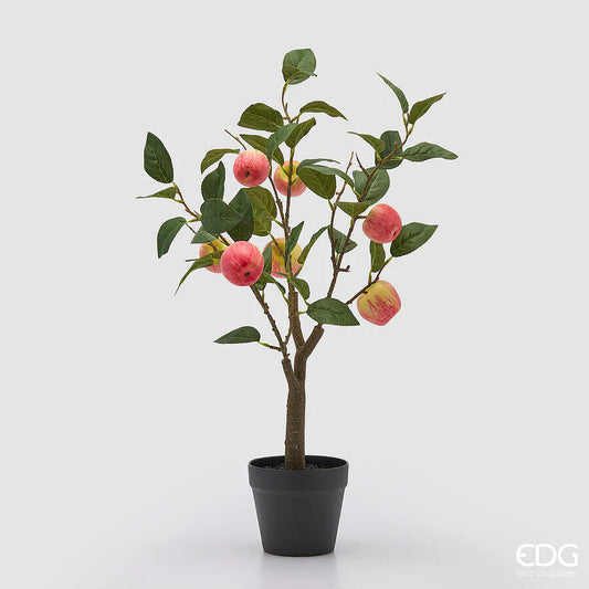 EDG Enzo De Gasperi Melo con Vaso e Foglie x8 Pianta Artificiale H 60 Cm Rosso