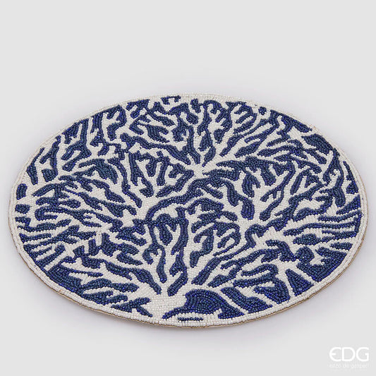 EDG Enzo De Gasperi Sottopiatto Coralli Rotondo D 36 Cm Bianco Blu