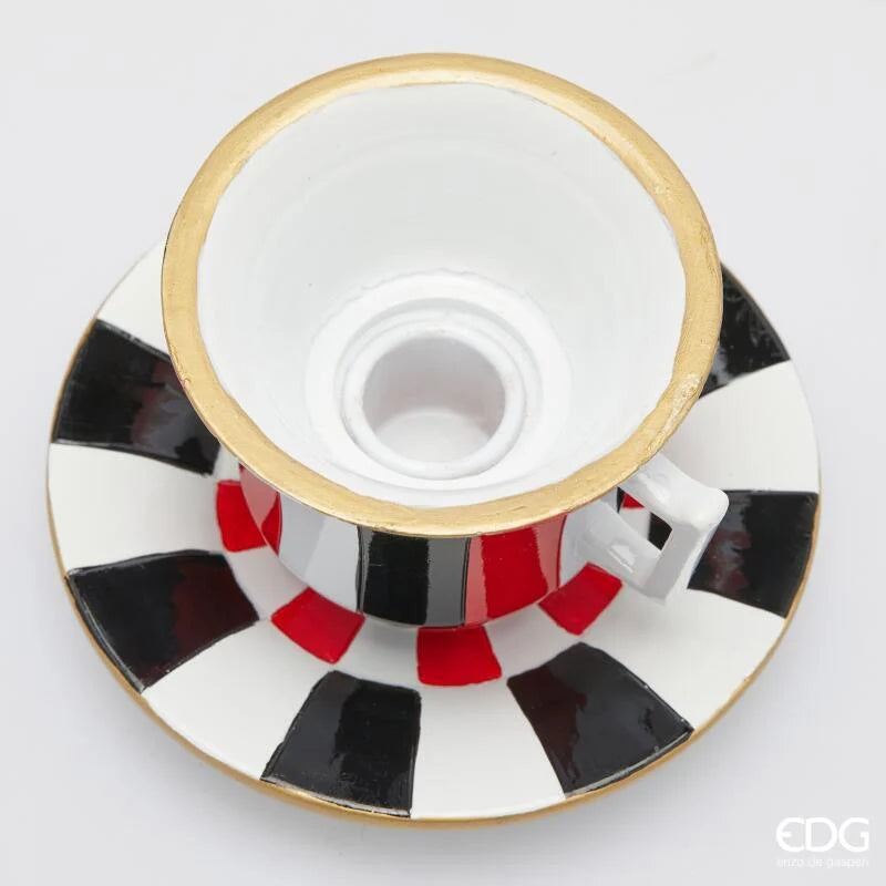 EDG Enzo De Gasperi Portacandela Tazza Natale H 7,5 Cm D 12 Cm White Black
