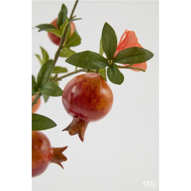 EDG Enzo De Gasperi Melograno con Vaso e Foglie x8 Pianta Artificiale H 60 Cm Rosso