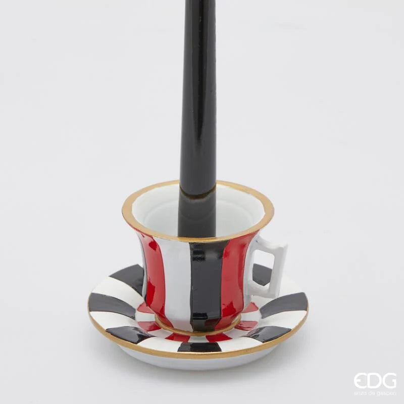 EDG Enzo De Gasperi Portacandela Tazza Natale H 7,5 Cm D 12 Cm White Black
