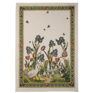 Tessitura Toscana Telerie Strofinaccio Bunny Garden Azzurro Crema Cm 50x70