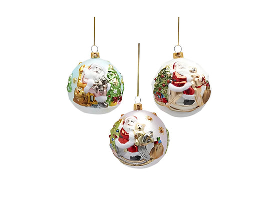 EDG Enzo De Gasperi Addobbo  Babbo Natale Palla Multicolor - Set da 3 - Ø. 8 cm