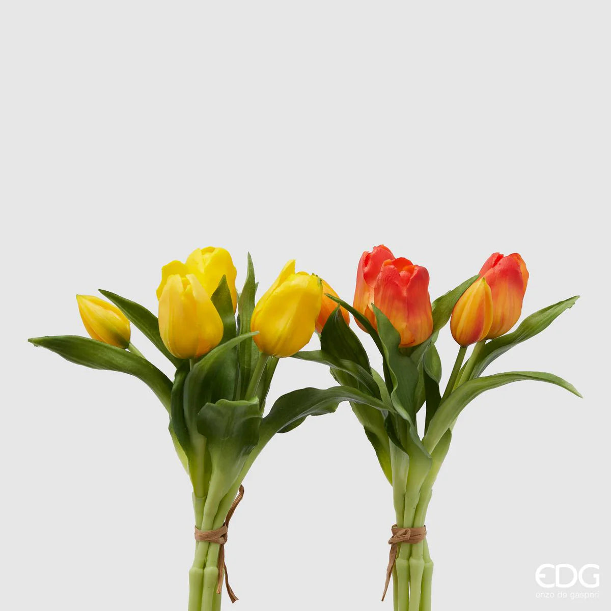EDG Enzo De Gasperi Set 2 Bouquet Di Tulipani Giallo e Arancio H28 cm