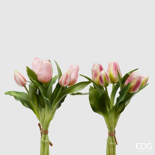 EDG Enzo De Gasperi Set 2 Bouquet Di Tulipani Rosa Antico H28 cm