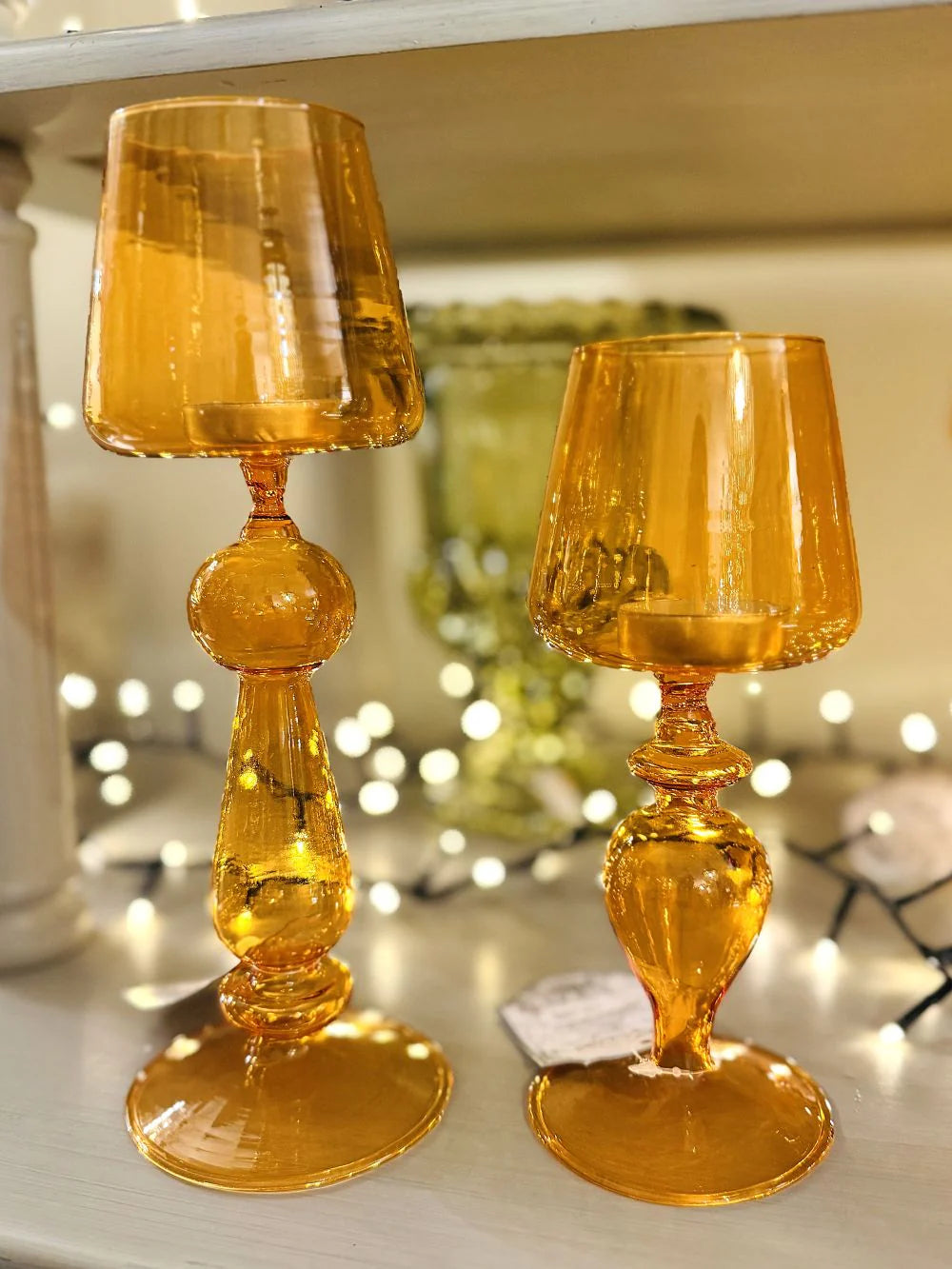 Blanc Mariclo' Portacandele "Ambra Élégance"  – Riflessi d’Oro e Atmosfere Romantiche