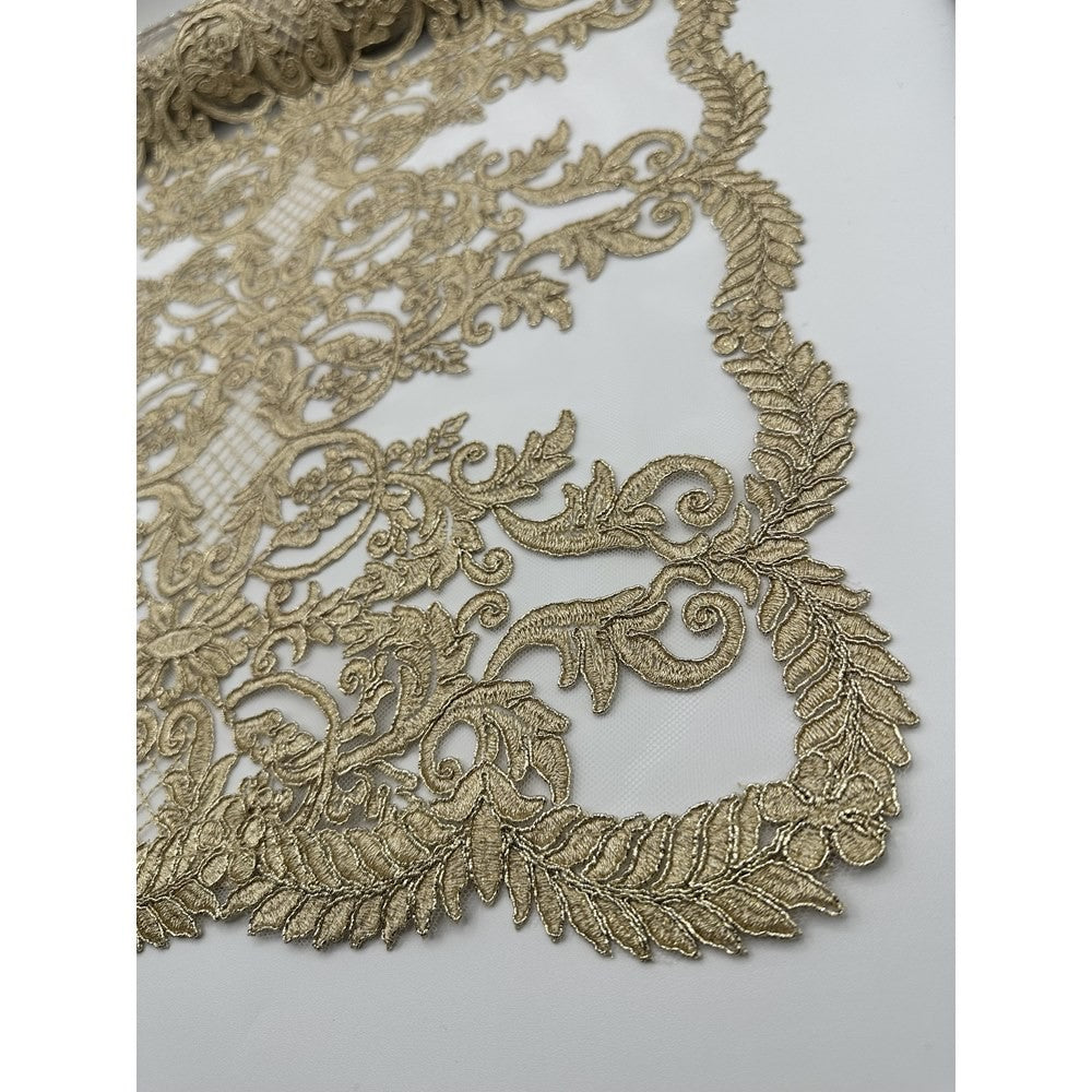Fiori di Lena - Runner doppio pizzo Impero oro cm 140 x 40