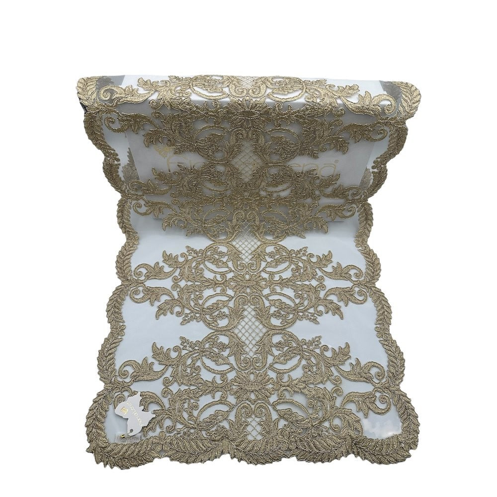 Fiori di Lena - Runner doppio pizzo Impero oro cm 140 x 40