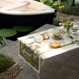 Tessitura Toscana Telerie Tovaglia Bunny Garden Vis a Vis Cm 50x170