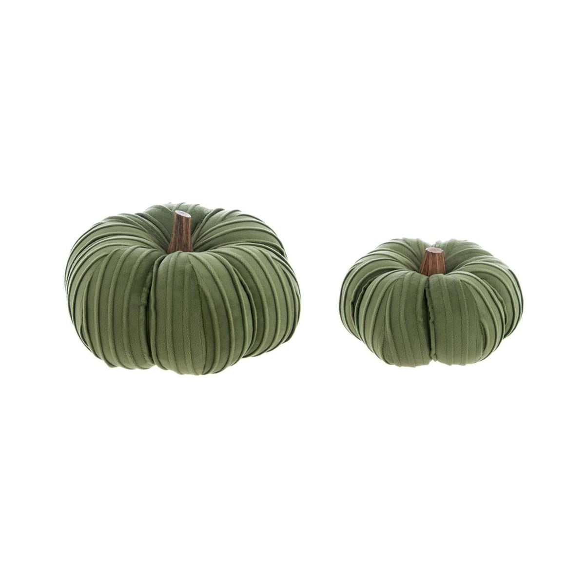 Blanc Mariclò Set 2 Zucche Decorative in Tessuto Verde