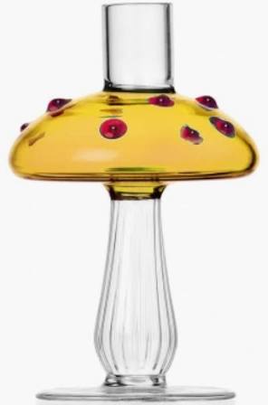 CANDELIERE 14 CM, FUNGO AMBRA/ROSSO