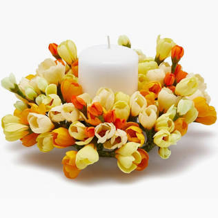 EDG Enzo De Gasperi Portacandela Corona Crocus-Mix D 13 Cm Int. 3,5 Cm Giallo