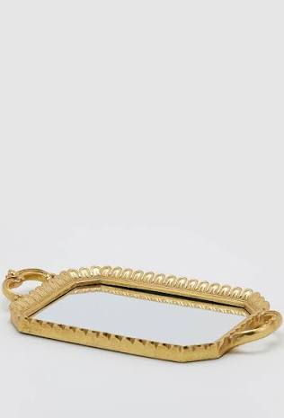 EDG Enzo De Gasperi Vassoio Specchio Vassoio con Manici Deco 56x30cm Oro