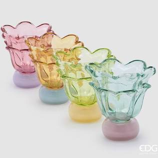EDG Enzo De Gasperi Vaso Fiore in vetro con piede D15xH15.5 cm 4 varianti(1 unità)