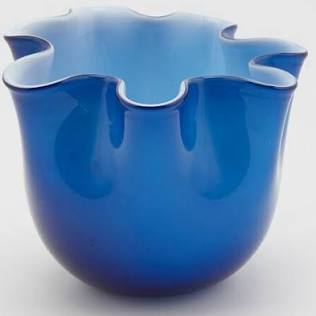 EDG Enzo De Gasperi Vaso Drappo Vetro H 14 Blue