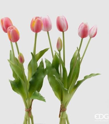 EDG Enzo De Gasperi Bouquet 5 Tulipani Olis due toni di Rosa  H 40 cm