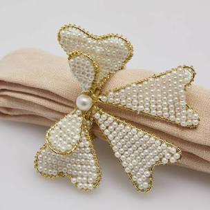 EDG Enzo De Gasperi Portatovagliolo Natale Fiocco D 6 Cm White