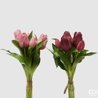 EDG Enzo De Gasperi Set 2 Bouquet Di Tulipani Mauve H28 cm