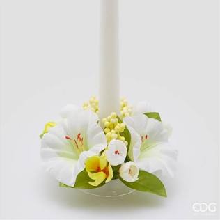 EDG Enzo De Gasperi Portacandela Petunia Mix D16 cm Bianco-Giallo