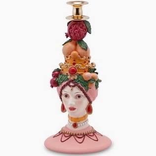 EDG Enzo De Gasperi Portacandela Sicily Poly Rosa H36 cm
