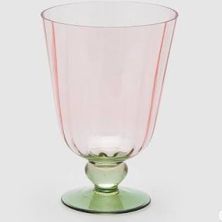 EDG Enzo De Gasperi Vaso Righe Coppa con Piede H 21 Cm D 15 Cm Green Pink