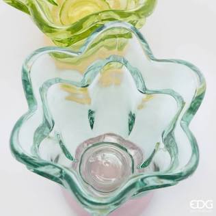 EDG Enzo De Gasperi Vaso Fiore in vetro con piede D15xH15.5 cm 4 varianti(1 unità)