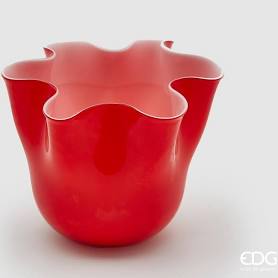 EDG Enzo De Gasperi Vaso Drappo Vetro H 18   RED