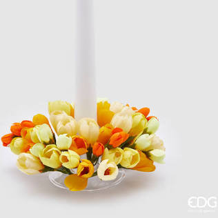 EDG Enzo De Gasperi Portacandela Corona Crocus-Mix D 13 Cm Int. 3,5 Cm Giallo