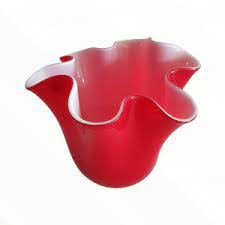 EDG Enzo De Gasperi Vaso Drappo Vetro H 14 Cm D 17 Cm rosso