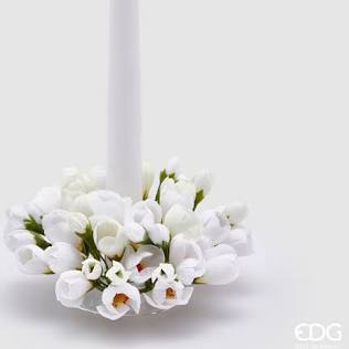 EDG Enzo De Gasperi Portacandela Corona Crocus-Mix D 13 Cm Int. 3,5 Cm Bianco
