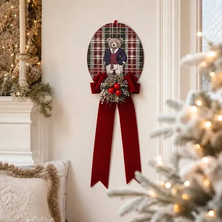 Madame Fioccò   Medaglione Lord S Tartan Con Fiocco E Decoro Floreale