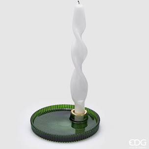 EDG Enzo De Gasperi Portacandela Disco Righe D15 cm Verde