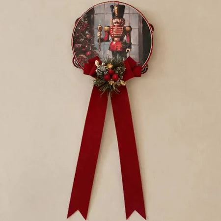 Madame Fioccò Tamburello di natale con fiocco "Schiaccianoci dei Sogni