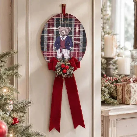 Madame Fioccò   Medaglione Lord S Tartan Con Fiocco E Decoro Floreale